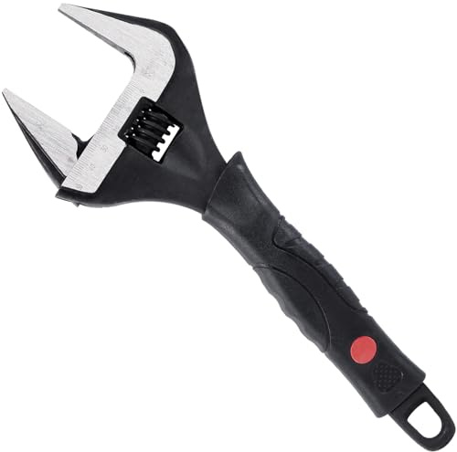 Sharp-tec Chiave inglese regolabile da 250 mm (250 mm), apertura grande con ganascia larga 50 mm, acciaio al cromo vanadio, finitura in ossido nero, strumento idraulico resistente e fai da te con