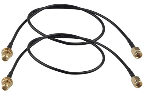 Futheda 2 Stück RP-SMA-Stecker auf RP-SMA-Buchse WLAN Antennen Verlängerungskabel 0.5M RG174 Koaxialkabel für WLAN Router Gateway FPV Antenne Kabellose LAN PCI Karte