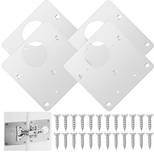 Hinge Repair Plate,4pcs Stainless Steel Hinge Repair Brackets with Holes&Screw, Cabinet Hinge Repair Plate Kit, Kitchen Cupboard Door Hinge Repair Brackets,for Furniture Drawer Window