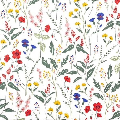 20 kleine Cocktail-Servietten Blumen Wiese voller kleiner Blumen als Tischdeko. Papierservietten mit Motiv. Auch für Decoupage und Serviettentechnik 25x25cm