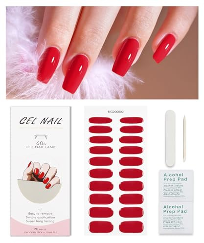 Nagelfolie Rot, KALEFUL Gel Nail Nagelfolien Selbstklebend Uv Härtend Nail Art Sticker Dekoration Nageldesign Zubehör