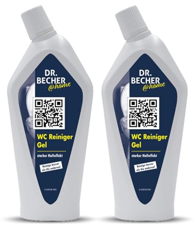 DR.BECHER @home WC Reiniger Gel - Mühelose Entfernung hartnäckiger Verschmutzungen für hygienischen Glanz in Toiletten, Urinalen und Bidets - Mit Schutzschild gegen Ablagerungen 2x 750ml