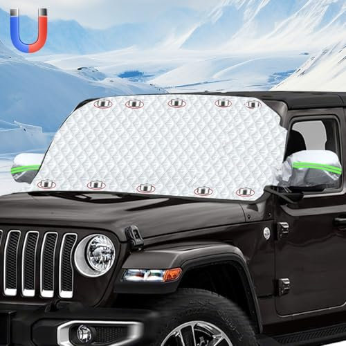 Car Windshield Cover,2025 Upgrade Ultra Thick Car Windscreen Snow Covers Magnetic Windshield Cover Frost with 10 Magnet Protective Snow Ice Front Window Cover for Winter Pefect Fit for Cars SUVs