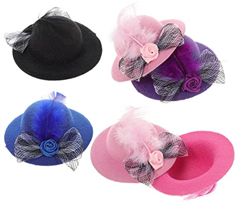 WATIIFUFU Kleiner Hüte Puppenhüte für Puppen Bastelset 6 Stück Farbige Kleiner Zylinder Selbstgemacht Puppendekor für Teeparty und Puppenliebhaber