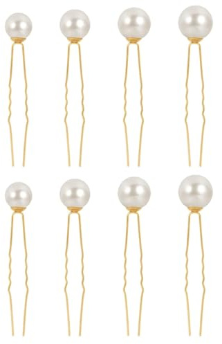 WeddHuis 8 Pièces Épingles à Cheveux avec Perles, Accessoire Cheveux Mariage en U, Bijoux Cheveux pour Mariée, Mariage, Bal, Fête, Demoiselle d'Honneur (4 Tailles) (Or)