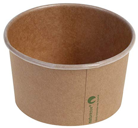 VEPATIM 50 Eisbecher Pappbecher Kraft mit umweltfreundlicher Beschichtung 360 ml Ø 105mm braun