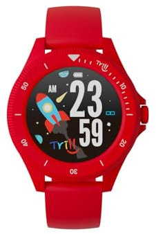 Techmade Smartwatch Trill Enfants, Appel, Notifications, Bouton SOS, Sports et Jeux de Plein air, résistant à l'eau (Rouge)
