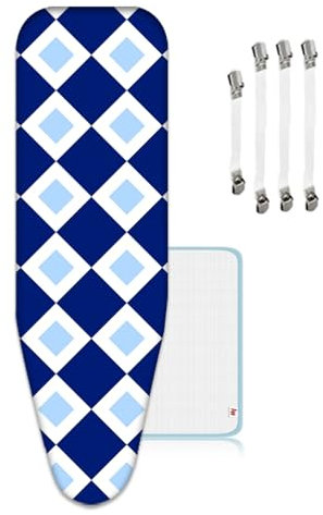 ZJBKX Housse de Table à Repasser 125 x 45 cm pour Centrale Vapeur, équipée de Tissu Isolant en Maill, Pinces pour Planche à Repasser