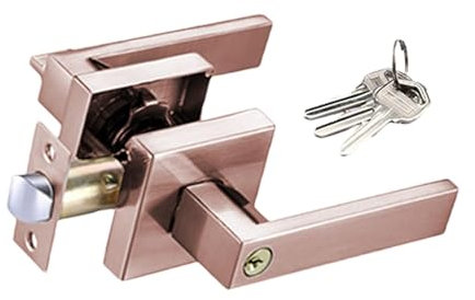 Tirador de puerta de privacidad – Tiradores de puerta interior con cerradura – Pomo de puerta de 3 bares con cerradura | Juego de manillas de cerradura de puerta de privacidad silenciosa para puerta