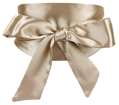 Blausky 1 Stück Damen Kleid Schärpe,Brautgürtel Satin Taillengürtel mit Groß Schleife Gürtel zum Schnüren Klassische Retro Schleife Waist Belt Breiter Wickelgürtel für Party Halloween,Khaki