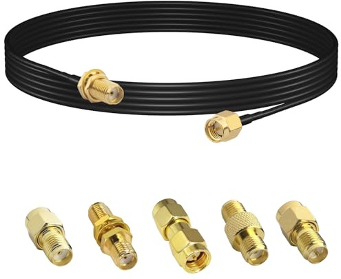 YILIANDUO Antenne WiFi Extension Câble SMA Mâle vers Femelle 3M RG174 | Cable Coaxial 50 ohms + 5 Pièces SMA Mâle à Femelle Connecteur Coaxial pour Antenne GPS Ham Radio Caméras