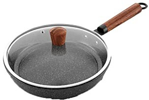 CHCWR , Casseruola da 24 cm in Pietra maifan Padella friggibile con Coperchio in Vetro Padella di friggitura per la Stufa a Gas a pentola a induzione Wok