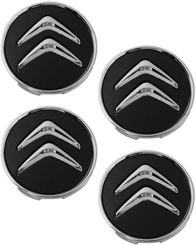 ZEXIJOW 4 tapacubos negros para llantas de aleación Citroën C1, C3, C4, C5, C6 y DS3 de 60 mm con logotipo,Buena estabilidad