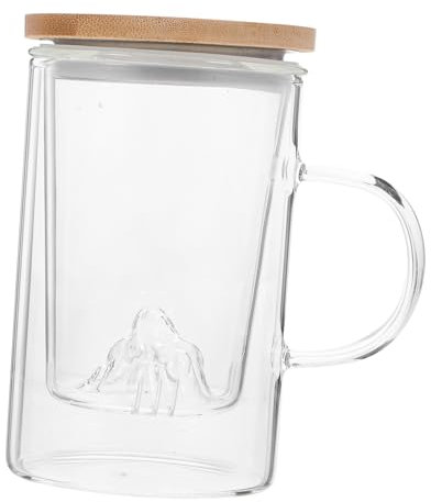 HOLIDYOYO Tazza Borosilicato Con Infusore Bicchiere Per Tè e Caffè Design Doppio Con Coperchio Per Casa e Ufficio