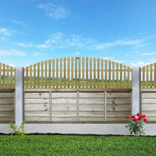 Premier Florence Pack of 4 6x1ft (W: 6ft x H: 1ft) Decorative Arched Frameless Vertical Slatted Trellis Pressure-Treated Garden Panel Fence Topper/Wall Art/Pergola Width 1828mm x Height: 300mm