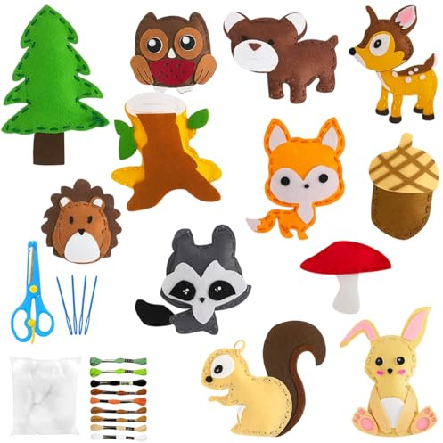 ZexJpr Nähset Ab 10 Jahre, Tiere Filzen Nähset Für Junge Mädchen, Stickset Mit, DIY Art Craft Für Kuscheltiere, Filztiere Bastelset, Zur Entwicklung Der Handwerklichen Fähigkeiten Von