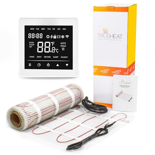 TrueHeat Electric Underfloor Heating Mat Kit for Tile or Stone Floors 200W/m2-10m2 with White WiFi Thermostat