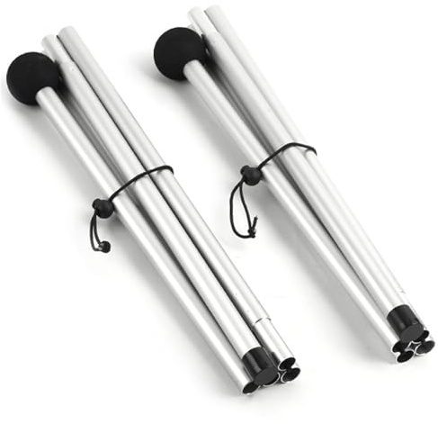 Tent Poles Replacement 2 Set 6.6ft Foldable Aluminium Sun Shade Poles with Tie-Down Ropes Lightweight Portable for Camping, Hiking, Backpacking, Outdoor Sun Shade Sail Replacement Tent