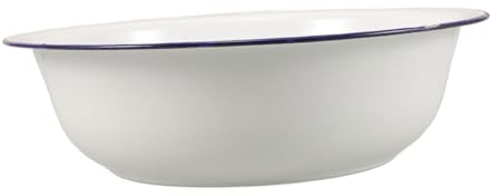 STOBAZA Cuenco Esmaltado Vintage de 32cm para Pedicura y Lavado de Pies, Diseño Retro Fácil de Limpiar, Blanco Multifuncional para Uso en Spa y Cuidado Personal