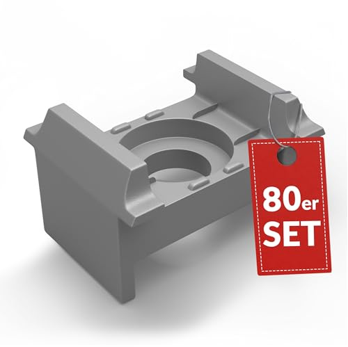 Qualinos 80x Doppelstabmattenzaun Klemmbock 40mm, PP-COPO, Silber/Verzinkt | UV-stabilisiert und frostfest, wird auf Metallpfosten genietet, einfache Montage für Laien und Profis, langlebig im Einsatz