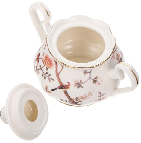 TOYANDONA Théière Céramique 280 Ml Couvercle, Pot à Sucre Multifonctionnel en Céramique Blanche, Usage Familial et Professionnel, pour Service à Thé, la Cuisine et Rangement