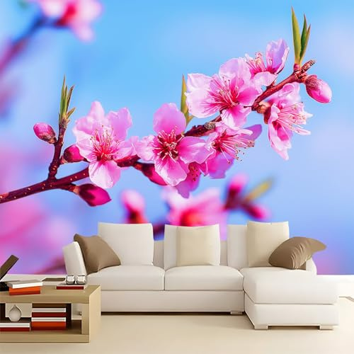 Carta da parati fotografica non tessuta Rosa, Bellezza Fiori Fiori Di Pesco murales per camera da letto soggiorno TV corridoio salotto - 300 x 210 cm