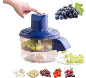 10ELED Sbucciatore Elettrico per Frutta e Verdura, Contenitore Trasparente, Lame in Acciaio Inox, Rilascio con Un Tasto, 20x23 cm