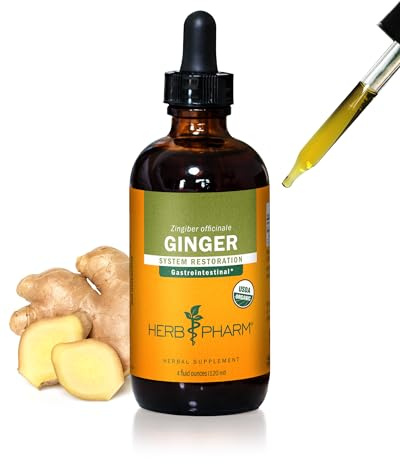 Herb Pharm Ginger Liquid Extract: Organic Supplement for Digestion, Occasional Nausea Support, Fast-Absorbing Ginger Liquid, Sugar-Free Organic Digestive Support Tincture, Up to ~12 Week Supply, 4 oz*
