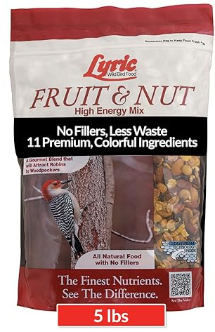 Lyric Fruit and Nut Wild Bird Seed for Outside Feeders, 5 lb. Bag
