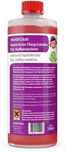 AmbiClean Universal-Entkalker für Kaffeevollautomaten, Kaffee-Maschinen, Wasserkocher etc. | 100% Natürlich | Made in Germany | Für Jura, Siemens, Delonghi, Krups, Melitta, Bosch uvm.| 1 x 750ml
