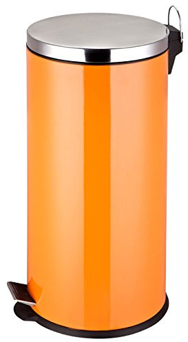 Premier Housewares 506451 30 L Pedal Bin Slim Orange Kitchen Bin Recycle Bins for Kitchen Stainless Steel Recycling Bins Kitchen Bins 65 x 30 x 36 cm
