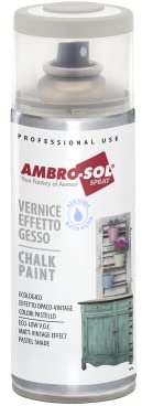 Ambro-Sol V404GS Smalto / Vernice Effetto Gesso, a Base di Acqua con Effetto Ultra Opaco, per Uso Interno e Esterno, Bomboletta Spray in Banda Stagnata Riciclabile 400 ml, Grigio Seta