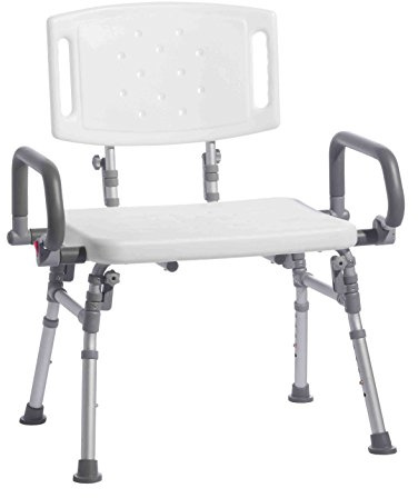 TRENDMOBIL DHB-AR 250 Duschhocker XL mit Rückenlehne und Armlehnen in weiß aus Polyethylen und Aluminium
