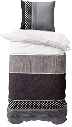 Class Home Collection Bettwäsche 135x200 Baumwolle – Ganzjahres Bettwäsche-Sets, weich & atmungsaktiv, Bettbezug und Kissenbezug 80x80 cm mit Reißverschluss Eifel Grau