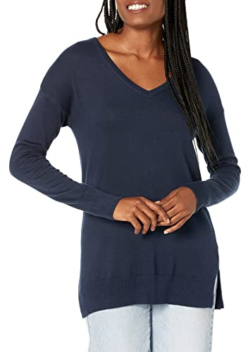 Amazon Essentials Mujer Jersey Túnica Ligero de Manga Larga Cuello en V Corte Normal Mujer (Disponibles en Tallas Grandes)
