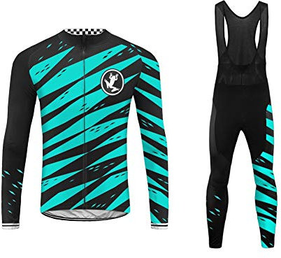 UGLY FROG Ropa Ciclismo Hombre Invierno Chaqueta de Ciclismo de Manga Larga+Pantalones de Acolchado 3D para Hombres de Invierno Conjunto de Ropa de Ciclismo de Lana Térmica HSuitZR09