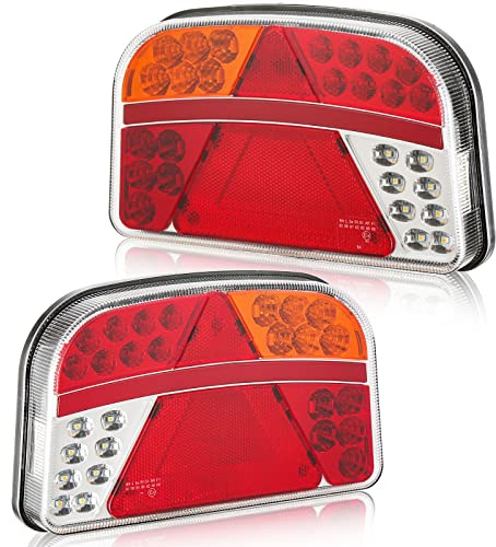 DARKGUARD Led Rücklicht Anhängerbeleuchtung 2pcs Rückleuchten Satz für Anhänger 12V 24V, 7Funktion IP67 Wasserdicht Heckleuchten Anhänger Rücklicht Set mit ECE Prüfzeichen für Wohnwagen KFZ PKW