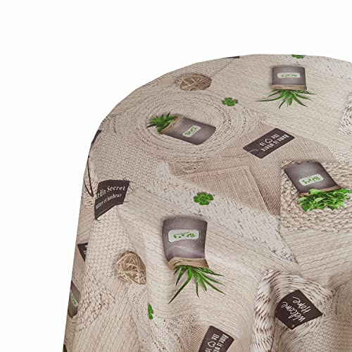 Wachstuch Wachstischdecke Tischdecke Gartentischdecke Farbe und Größe wählbar Welcome Home Rattan Rund 80 cm abwaschbare Wachstuchtischdecke