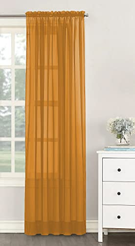 NetCurtainsUK Single Plain Voile Net Curtain Sheer Panels Slot Top Heading (Yellow, 140cm (55'') Wide x 229cm (90'') Drop) (HMPVP01)