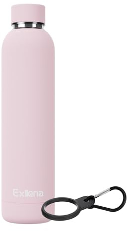 Exllena Edelstahl Trinkflasche 750ml Hält Getränke 24 Stunden kalt/ 12 Stunden warm, Thermosflasche 750ml 100% auslaufsicher ideal für Büro, Schule, Sporthalle...(Rosa)