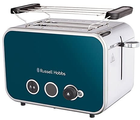 Russell Hobbs Grille Pain [Design Retro Premium] Distinctions Océan (Pour 2 Tranches, 6 Niveaux de brunissage, Fonction Surélévation pour contrôle, Décongélation, Réchauffage, 1600W) Toaster 26431-56