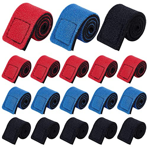 WEBEEDY 18 Stück Angelruten Bänder Einstellbar Angelrutenriemen Angel Rutenbänder Klettbänder Rutenklettband für Angelruten Befestigen, Badmintonschläger, Golfschläge(3 Farbe)