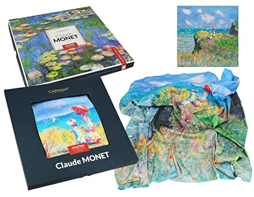 Carmani - Sciarpa da donna alla moda con Oscar-Claude Monet, Cliff Walk a Pourville
