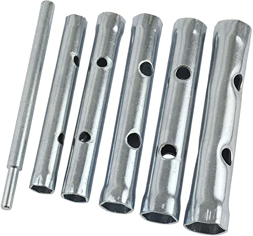 Dunnet Tools 6 Piece Tubular Box Wrench Set 10-19mm Tube Bar Spark Plug Spanner Metric Tool Set Mechanic Plumber Repair Tool Set Professional Heavy Duty