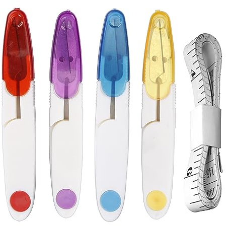 Sewing Snippers,4 PCS Sewing Thread Cutters U Shape Thread Snips with Plastic Safety Cover Cross Handle Cutters Stitch Scissors Unpicker for Tailor Embroidery Needlework Craft DIY