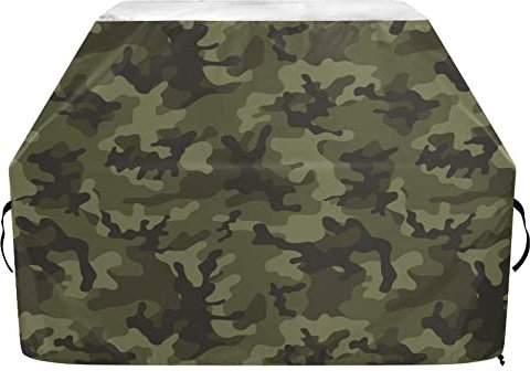 Army Camouflage Grün Grillabdeckung 65 Zoll strapazierfähige Grillabdeckungen Wetterfeste Raucherabdeckungen für den Außenbereich