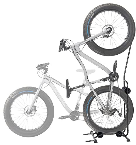 CyclingDeal Aufrechter Fahrradständer – für Fatbikes, MTB-Rennräder mit bis zu 4 Zoll Reifenbreite – vertikal und horizontal verstellbarer Fahrradboden-Parkständer – Radgrößen bis zu 29 Zoll