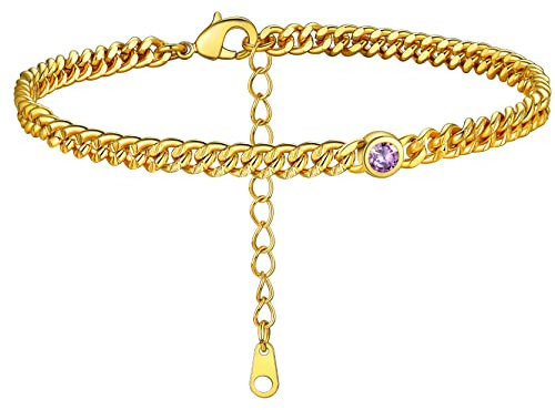 GoldChic Gold Fußkettchen für Damen Frauen Verstellbare Fußkette 4mm breit Zirkonia Panzerkette Anklet Armband 22cm+5cm Strand Fußkettchen