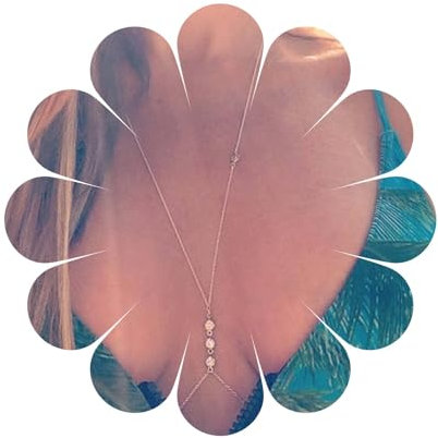 Aneneiceera Collana a catena con schiavo di cristallo reggiseno bikini in argento Cz Collana a catena con imbracatura per il corpo in cristallo Collana a catena lunga con zirconi per donne e ragazze