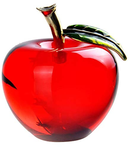 6 cm Kristall Apfel Figur Briefbeschwerer Glas Kunst Apfel Sammlerstück Figuren Geschenke für Hochzeit Geburtstag Weihnachten und Heimdekoration (rot)